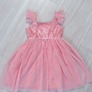 Girls Nordstrom Popatu Pink Sequin & Tulle Formal Dress - size 6